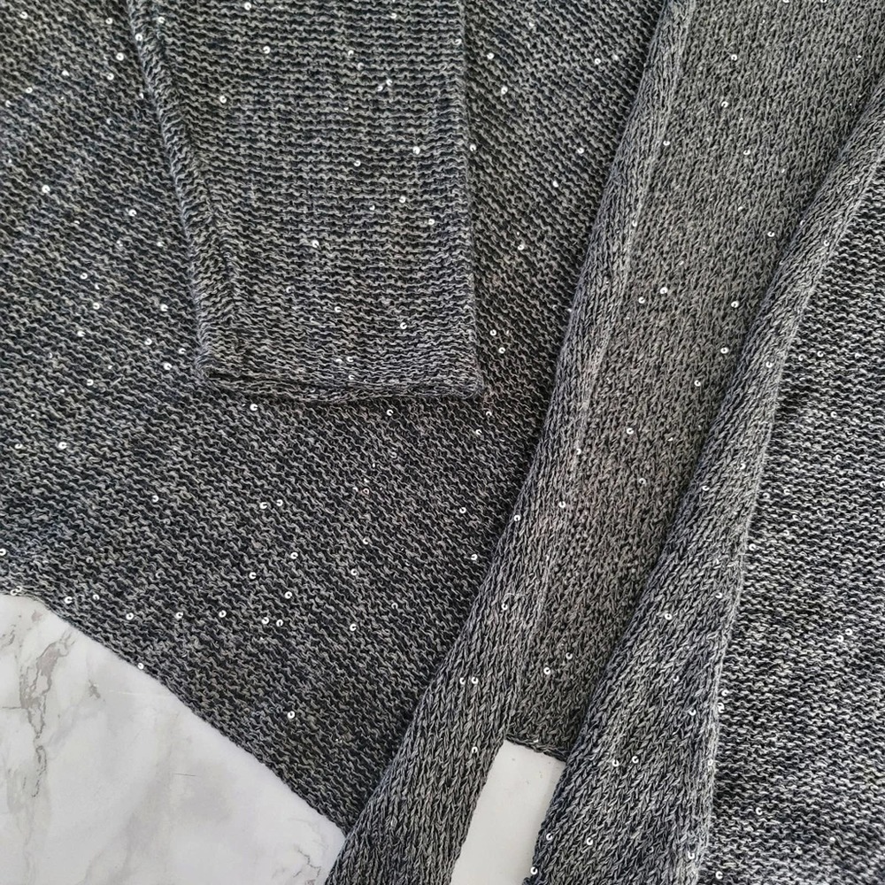 Eileen Fisher Charcoal Sequin Open Front Cardigan - image 5